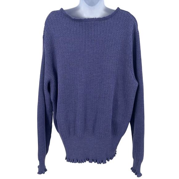 Pendleton Cardigan Sweater Indigo Womens 2X Button Up Knit Scalloped Wool Casual - Picture 4 of 7